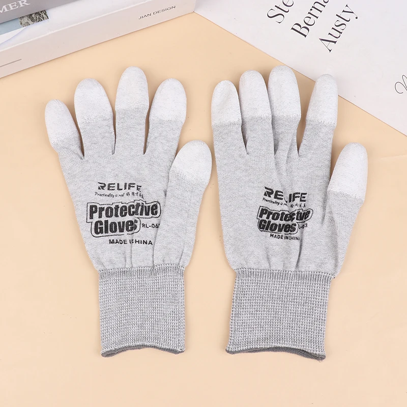 1 Para Rękawic Antystatycznych RL-063 Antypoślizgowe Rękawice ESD do Pracy Elektronicznej z Powłoką Ochronną na Palce do Naprawy Telefonów i Komputerów