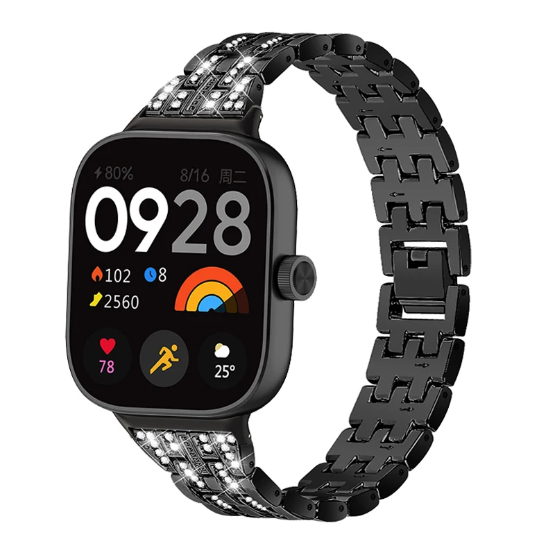 For Redmi Watch 4 Diamond Watchband For Xiaomi Mi Band 9 Pro Watch Strap Correas reloj For xiaomi mi band 8 pro Metal Bracelets