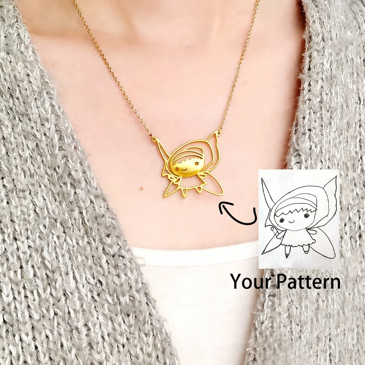 

Custom Hand Drawn Pattern Logo Necklace For Women Personalized Handwritten Signature Choker Stainless steel Jewelry Accessories