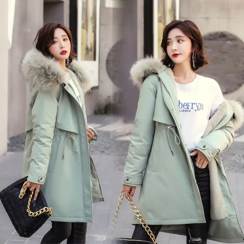 

Parkas Black Womens Fall Trendy Loose-Fit Contrasting A-Line Puffer Korean Style Wadded Windproof Lengthened Social Irregular OL