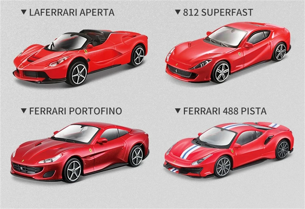 Bburago 1:43 Mehrere Stile Ferrari Collection Purosangue SP2 250 458 488 Legierung Luxusfahrzeug Druckguss-Automodell Spielzeugsammlung – Detail 11