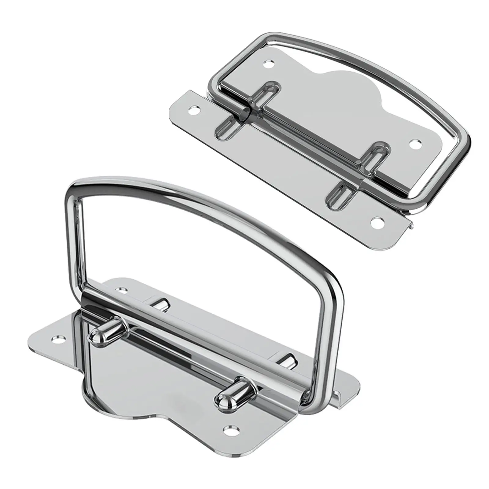 2 Pieces Folding Pull Handles, Cabinet Lift Pull Rings Handle, Foldable Boat Latch for Drawers Lifting Door Chest, Wardrobe