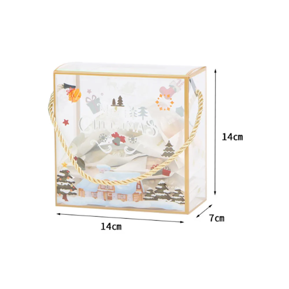 Christmas Transparent Gift Box Bags Christmas Decorations For Home Natal Cookie Candy Chocolate Bag New Year Packaging Supplies