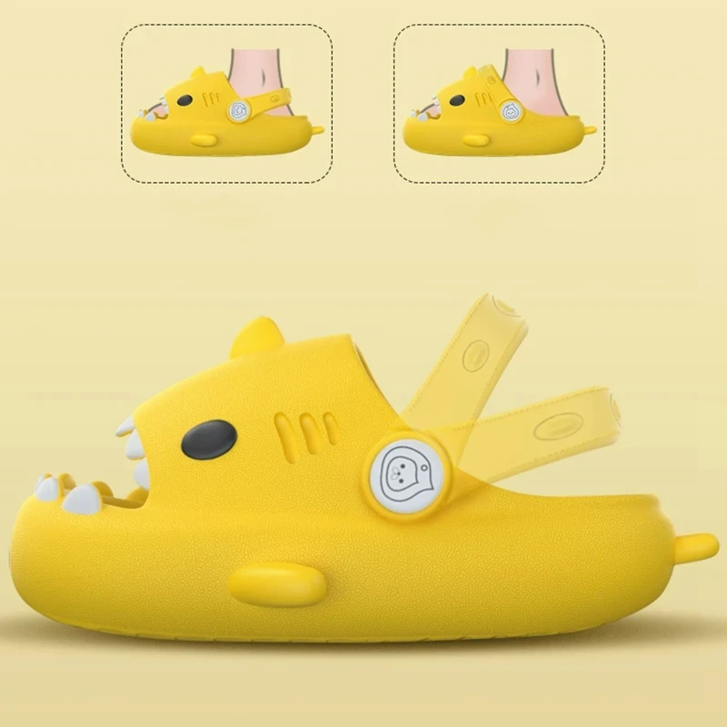 Crestar-Zapatillas con patrón de tiburón para niños y niñas, sandalias suaves antideslizantes para el hogar, toboganes de playa al aire libre, bonitos dibujos animados, nuevas