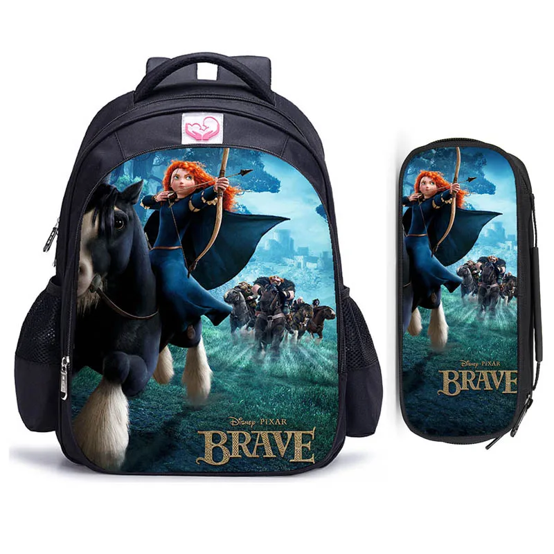 

16-дюймовый мультяшный рюкзак Disney Brave, школьные сумки через плечо для мальчиков и девочек, школьные ранцы для учеников, рюкзак для колледжа, Mochila