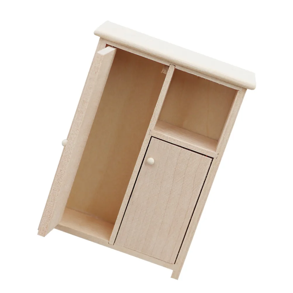 

Miniature Wooden Cabinet Unfinished Stylish Mini Cabinet Decoration for DIY Mini House Micro Sense Collection Furniture