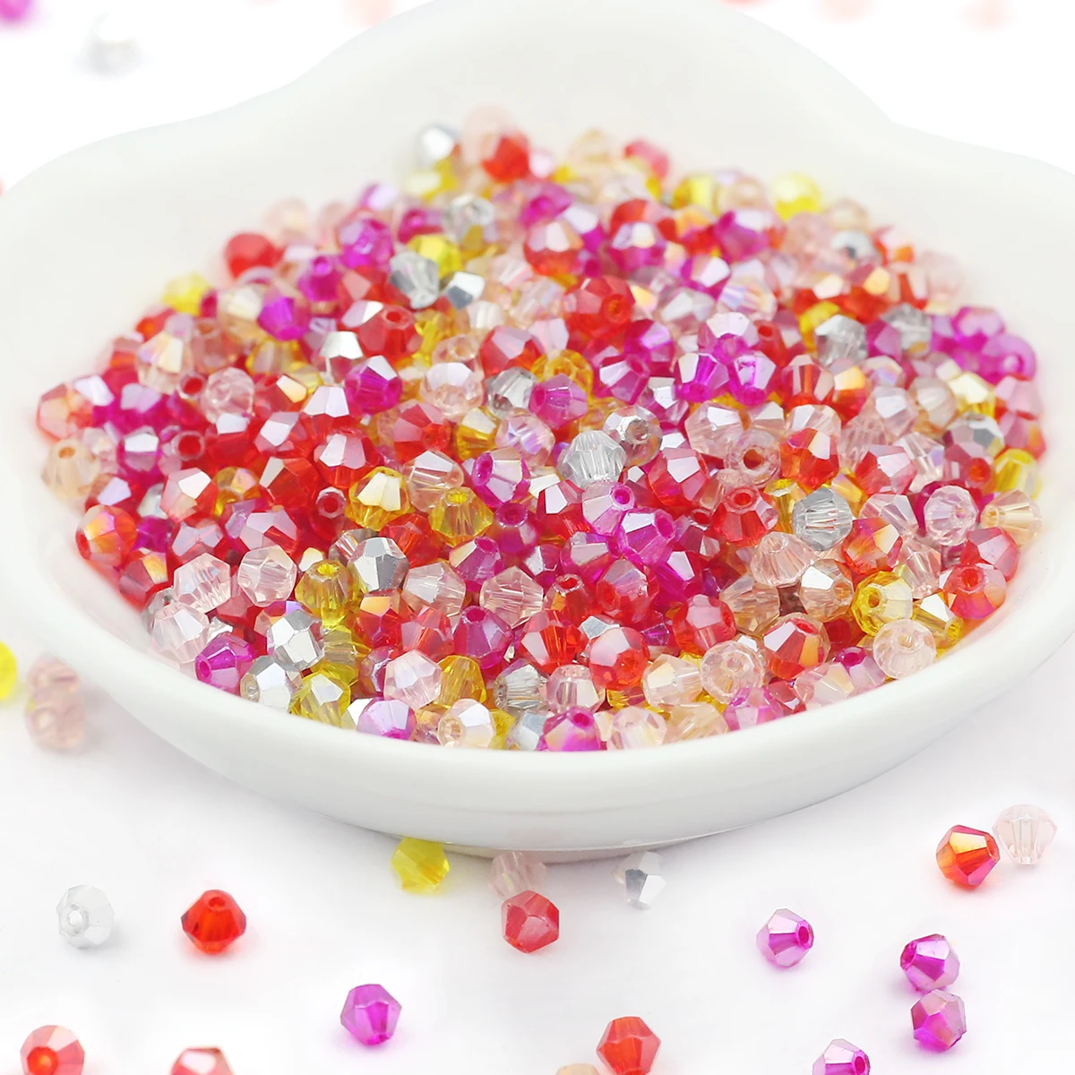 3mm 200-piece Glass Diamond-Shaped Beads Assortment for DIY Jewelry Making product photo