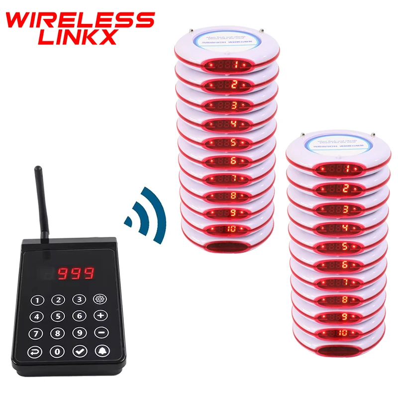 Wireless Restaurant Pager System with Touch Keypad Waterproof Drop-proof Food Pager Long Range for Food Truck Clinics Cafe