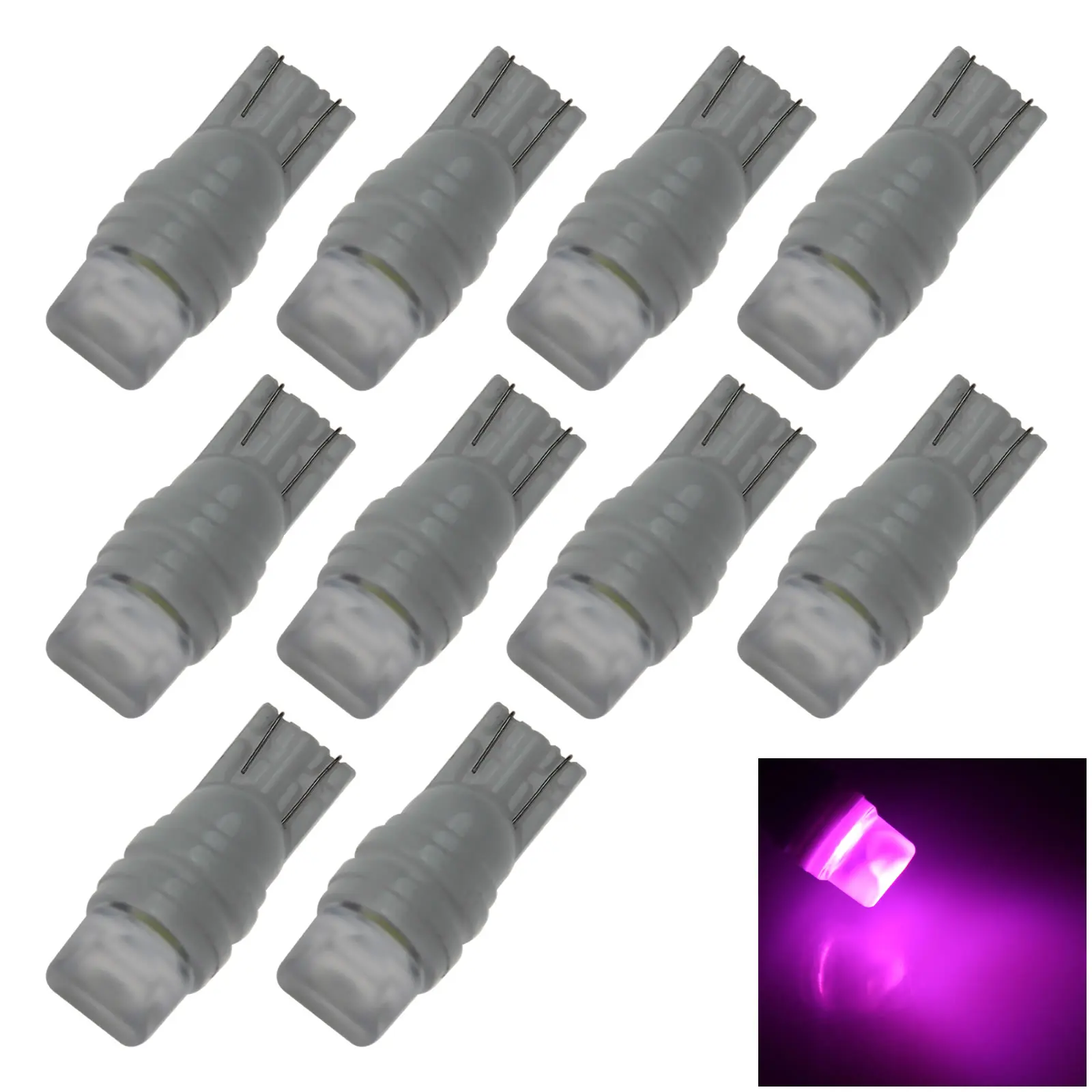 

10x Pink Auto T10 W5W Turn Signal Light Wedge Lamp Ceramic 2 Emitters 5630 SMD LED 159 161 168 2521 Z20439