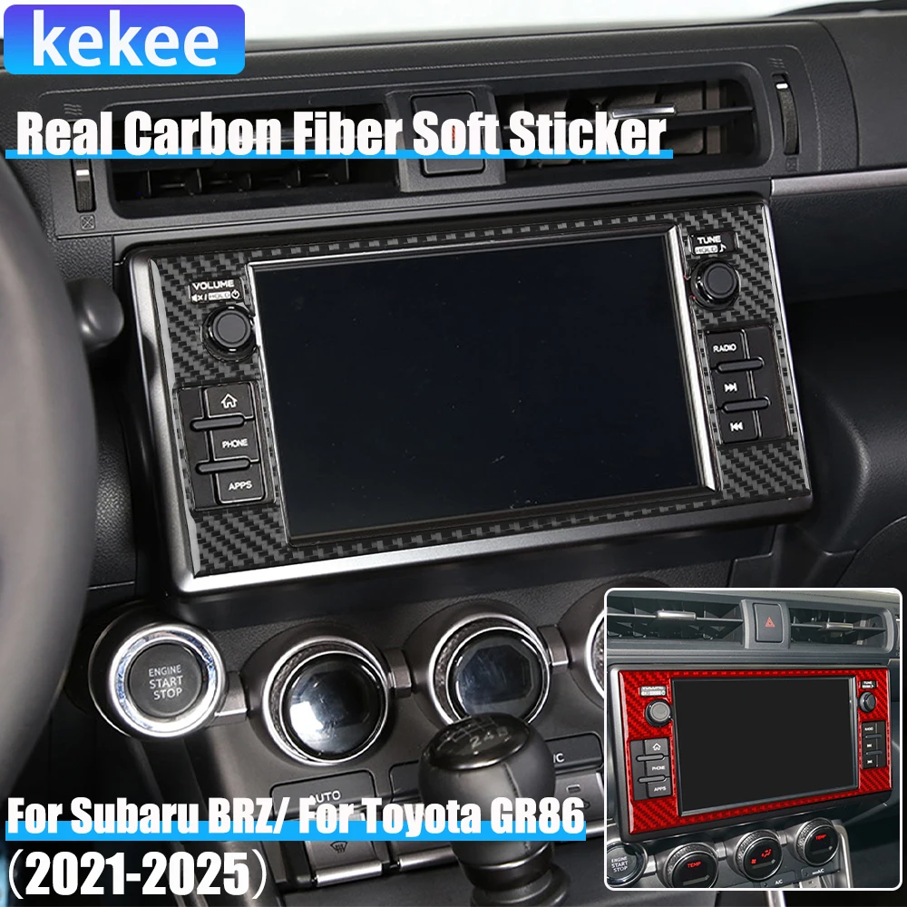 

Real Carbon Fiber Car Accessories Center Screen Cover Soft Sticker For Subaru BRZ/ For Toyota GR86 2021 2022 2023 2024 2025