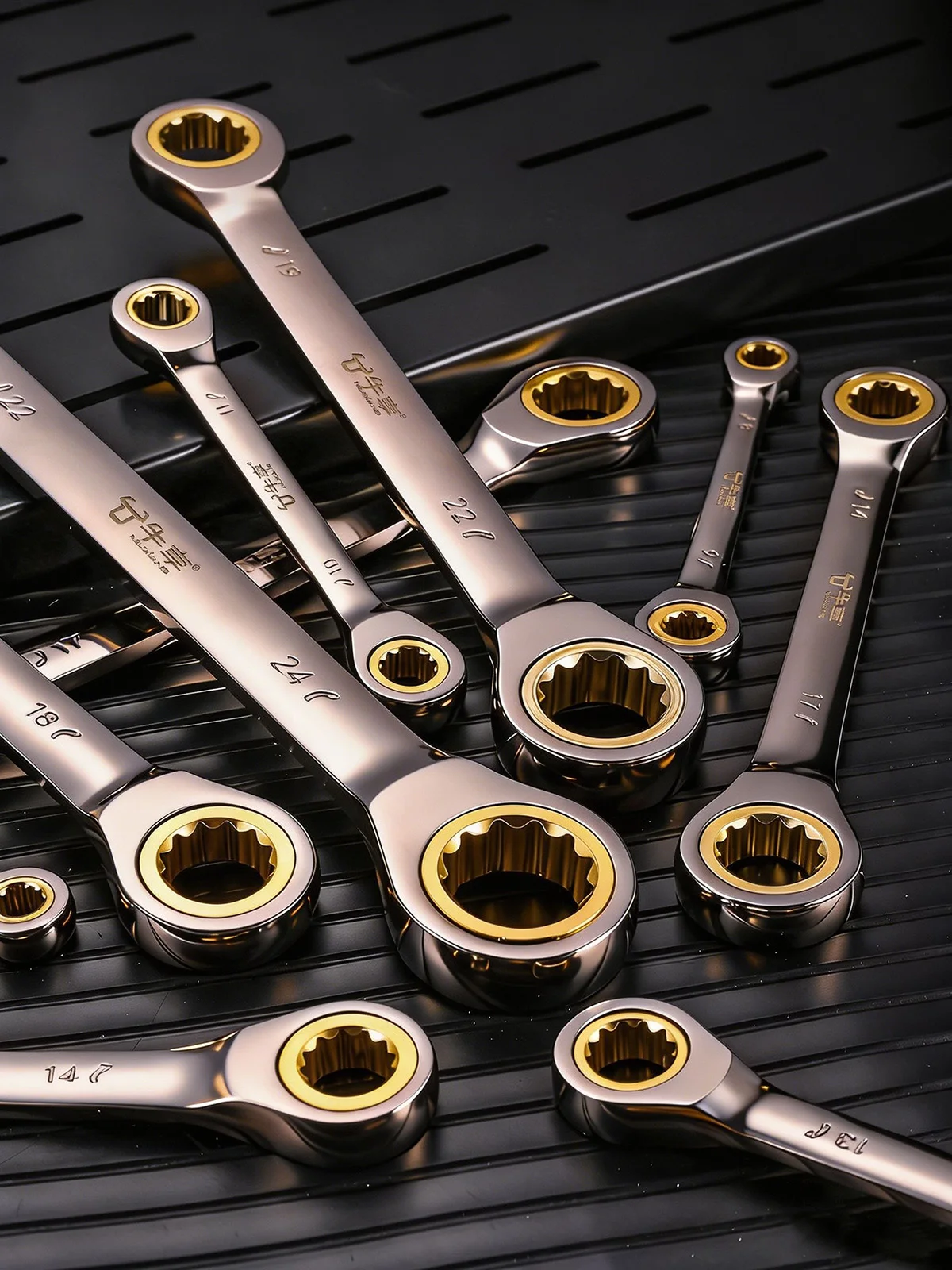 13-27mm Double Head Ring Ratchet Wrench Dual-use Fast Plum Blossom Ratchet Spanner for Bicycle Motorcycle Car Repair Tools view 2