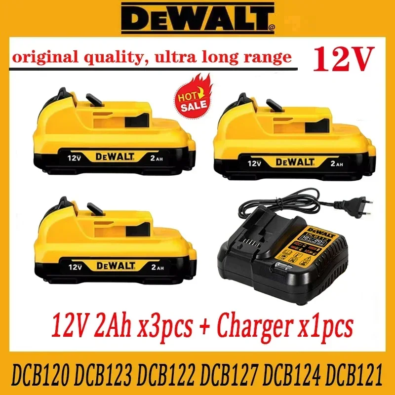 Cordless/Rechargeable Dewalt DCB120 Lithium ion Batteries 12V 2.0Ah Battery DCB124 DW089LG DCD701F2 Power Tools/Laser Level