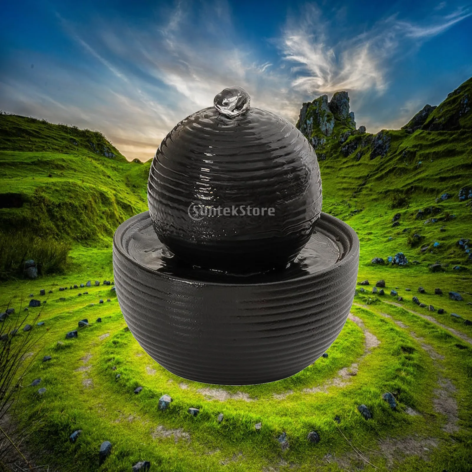Tabletop Water Humidifier Compact Round Ribbed Humidifier Glossy for Office Desk