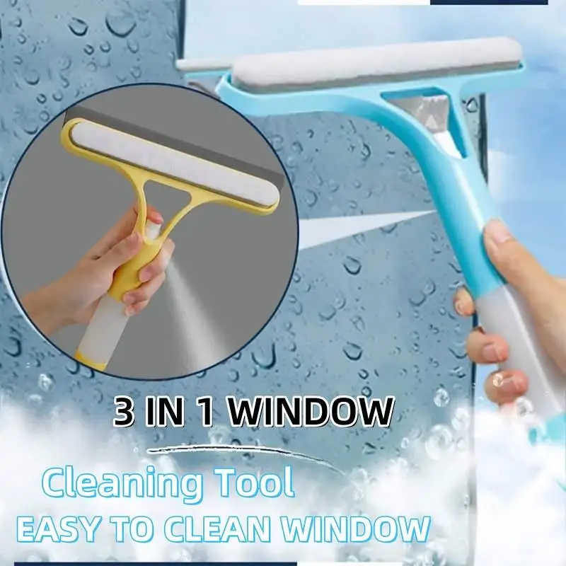 3 in 1 Window Cleaning Tool Reach High Windows Squeegee Scrubber Duster Reach Wiper Home Cleaning Tools