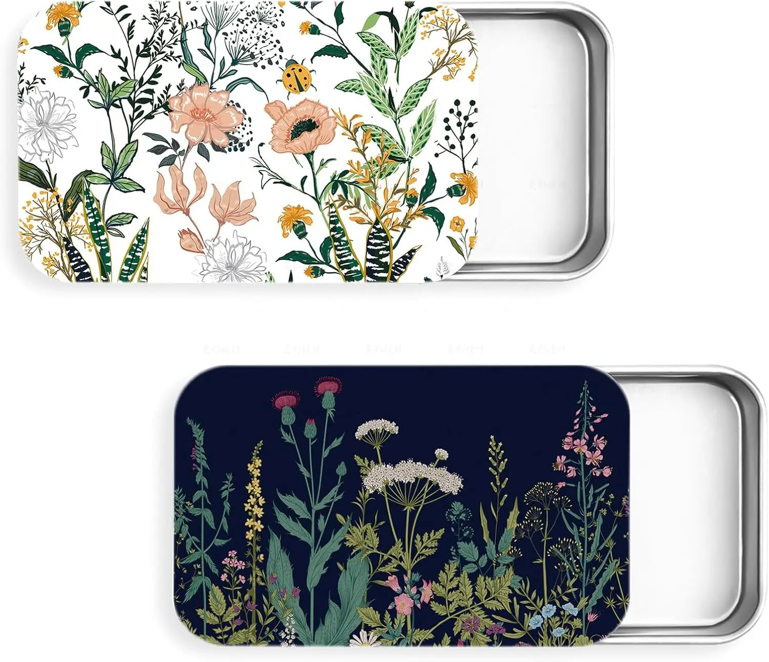 

2-Pack Portable Floss Pick Holder with Refillable Tin Case, Small Travel Container for Dental Care