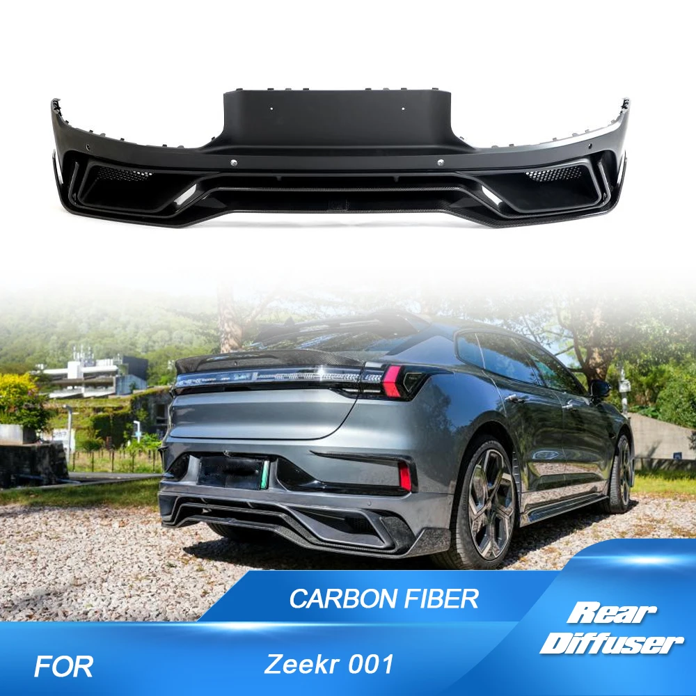 

For Geely Zeekr 001 2021-2024 Carbon Fiber Car Rear Bumper Diffuser Racing Rear Diffuser Apron Protector Guard Car Body Kits Lip