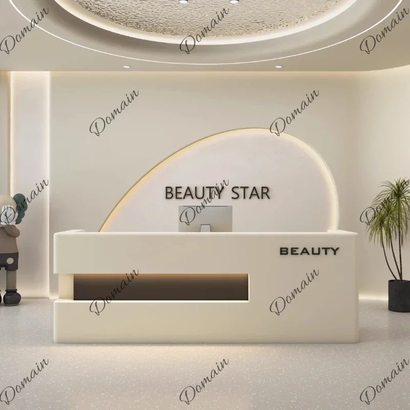 46XBeauty Salon Clothing Store Reception Counter Baking Paint Design Customer Center Bureaux De Travail Schreibtisch Furniture