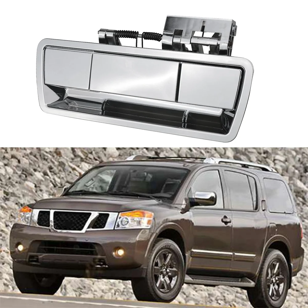 Car Rear Tailgate Release Handle Assembly Without Camera Hole for Nissan Armada 2004-2013 90606-ZZ90E 90606-ZQ78A Chrome