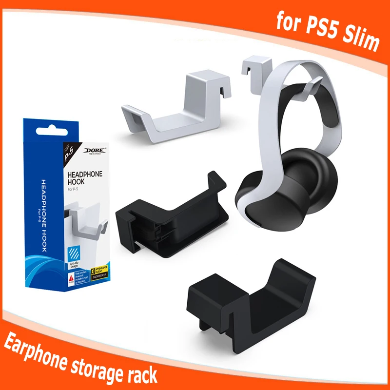 

for PS5 Slim Host Earphone Storage Hanger Holder Portable for PS5 Game Console Side Hanging Bracket Headphone Storage Stand