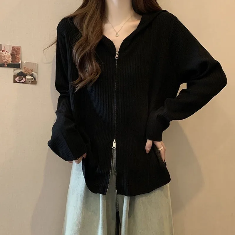 เสื้อฮู้ดผู้หญิงแบบซิปเต็มตัว สไตล์สวยงาม ราคาประหยัด สไตล์ Emo ยุค 2000 Kpop เสื้อฮู้ดผู้หญิงสำหรับฤดูใบไม้ผลิและฤดูใบไม้ร่วง