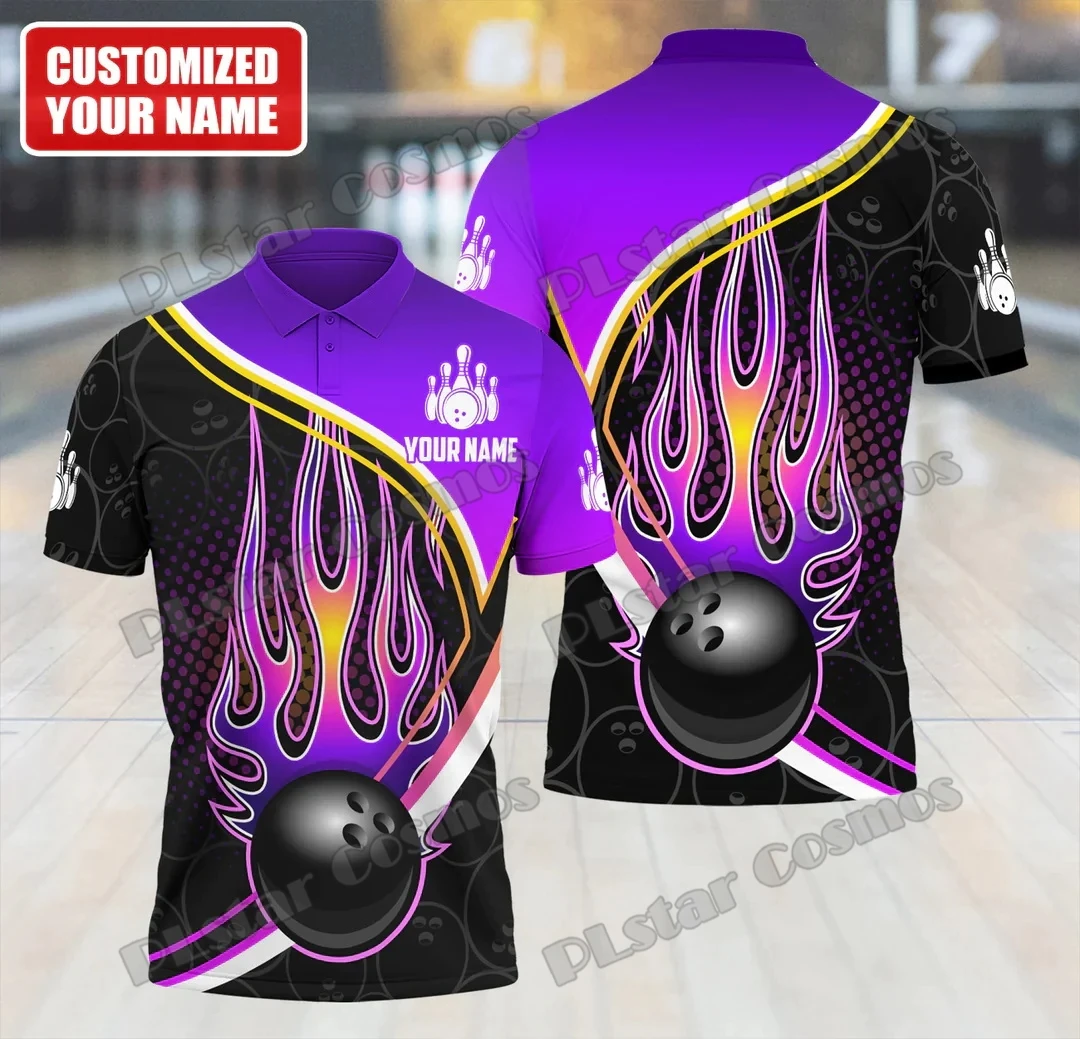 Bowling Skull Player Personalized Name 3D Printed Mens Polo Shirt Summer Street short sleeve shirt Gift for Bowling Lover WK41