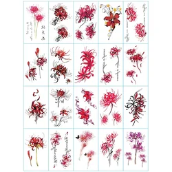 20pcs Woman Waterproof Fake Tattoo Sticker Temporary Tattoo on the Body Higanbana Flower Girl Temporal Tattoos