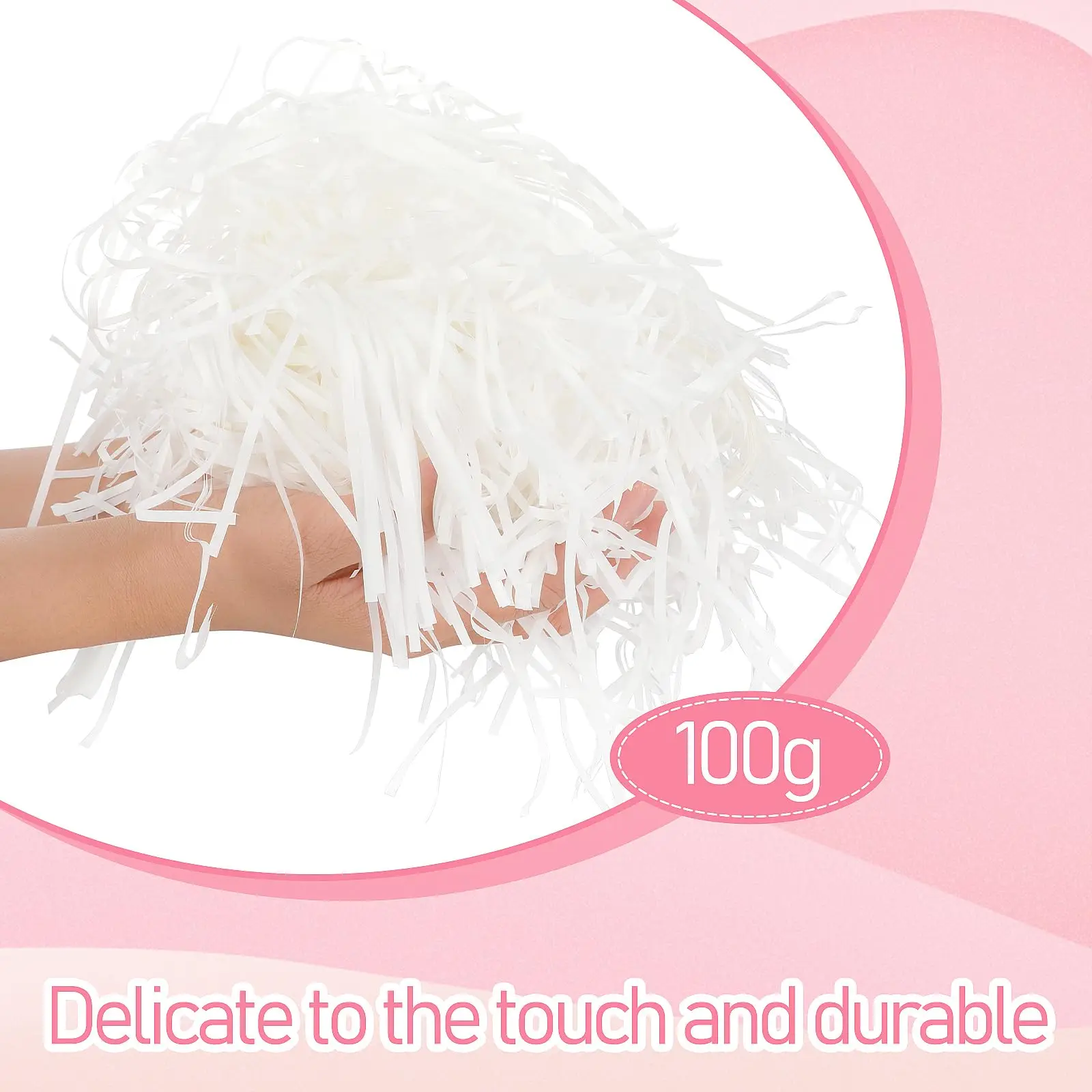 100g White Crinkle Paper Shredded Tissue Paper for Hampers and Gift Box Stuffing Raffia Paper Crinkle Cut Paper Shred Filler