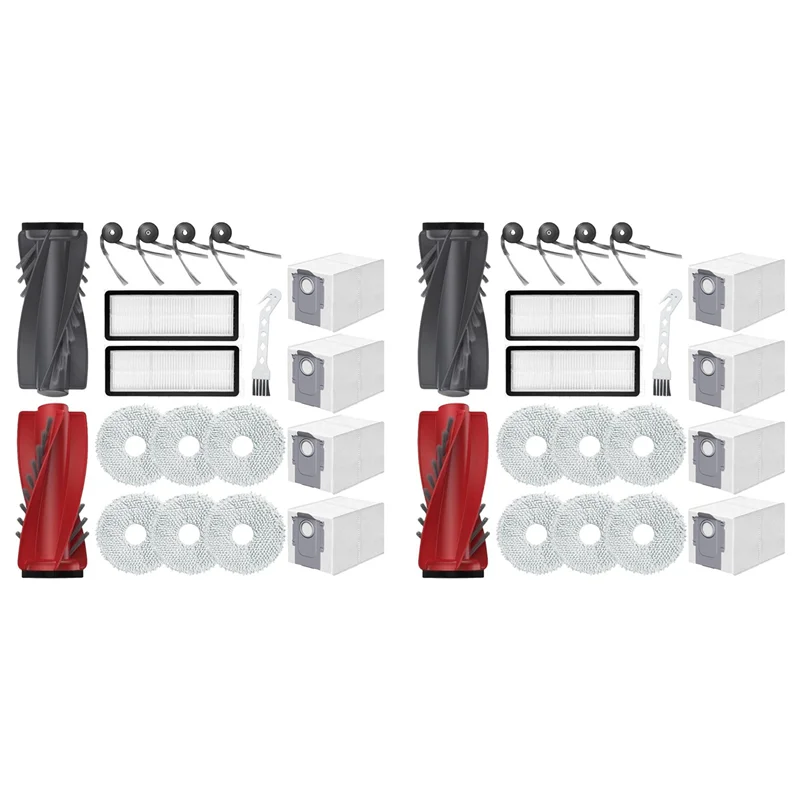 

A11I 2 комплекта для робота-пылесоса Roborock Qrevo Curve/P20 Pro, запасные части, основные боковые щетки, мешки для пыли, салфетки, фильтры