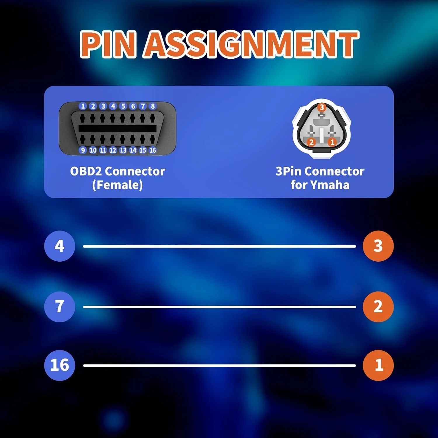 Imagen 5: Cable adaptador OBD2 para motocicleta, Cable de extensión para YAMAHA, conector OBD2 de 3 pines, conector OBD2 para Honda Moto