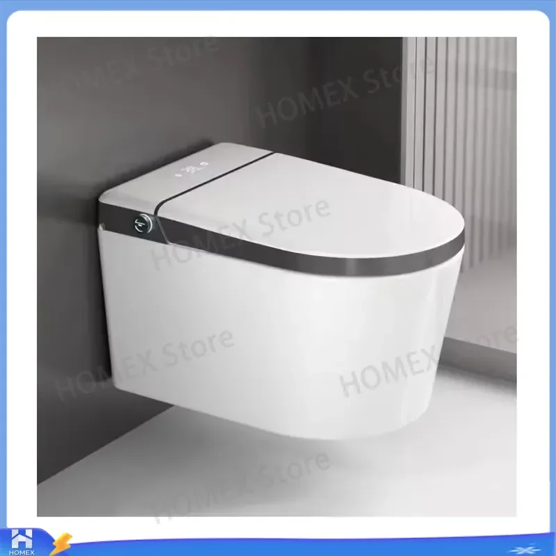 Smart Wall Hung Toilet Ceramic Automatic Flush Bidet Modern Bathroom WC Water Closet Sensor Seat Heating Soft Close