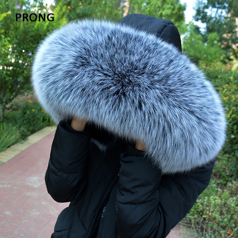 100% Real Fox Fur Collar Winter Down Coat Jacket Hood Decoration Fur Collar Women Warm Luxury Collar Scarves