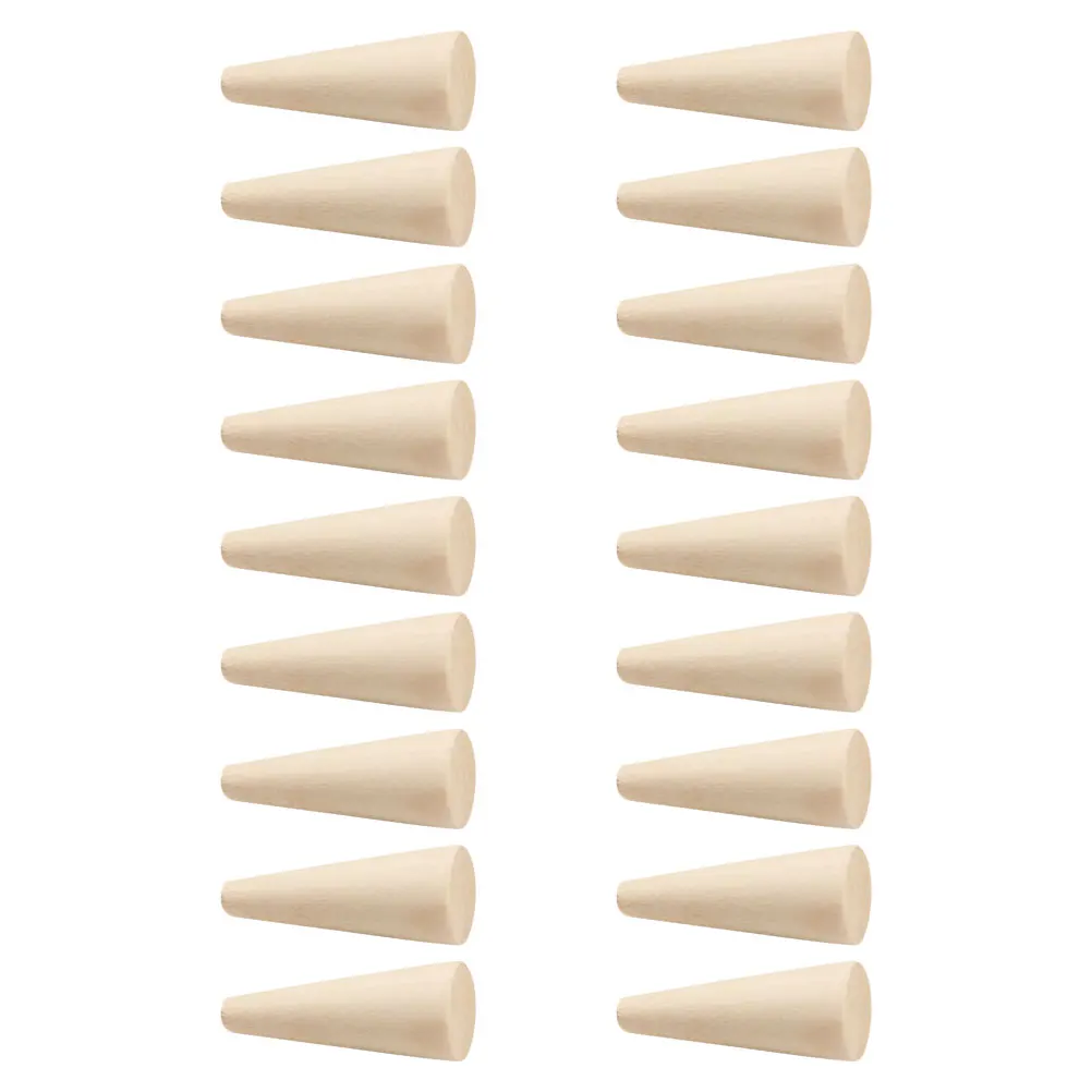 

20 pcs Wooden Cone Diy Jewelry Display Stand Holder Ring Organizer Beige Cone Shaped Wood Decoration Craft Project Accessory