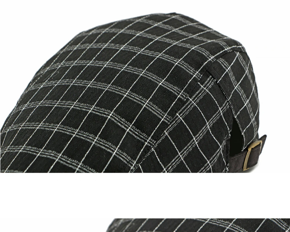 HT5057 Baskenmützen für Herren und Damen, Vintage Künstler-Mütze, Karierte Baskenmütze, Herren- und Damen-Flatcap, Frühling-Sommer Verstellbare Baskenmütze – Detail 4
