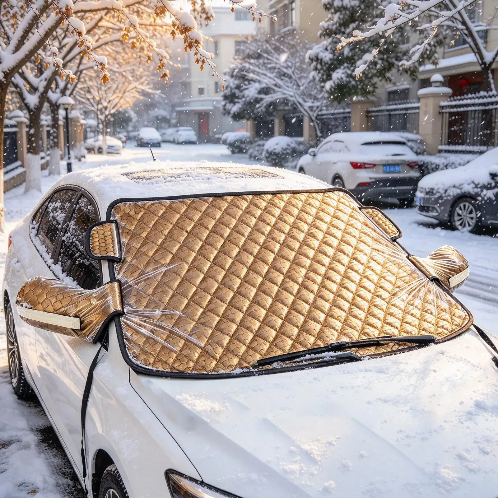 Windshield Cover For Ice And Snow Waterproof Leaf Dust Blocking Guard With Side-rearview Mirror Sleeve Winter Snow Windshield
