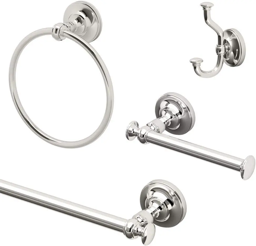 

Elegant Bathroom Set Polished Nickel 4-Piece Kit Gatco KA-TAV-4-PN Organization Luxury Modern Home