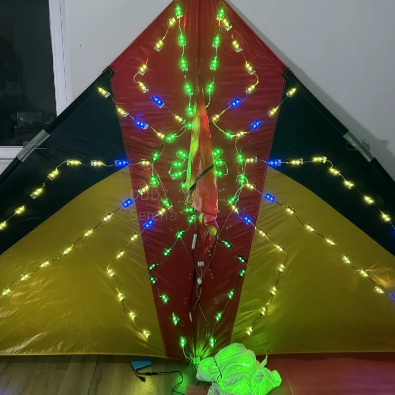 3 SQM delta LED spider red/black/yellow base 544 fabric ripstop umbrella cloth  kite with 10m tubing tails in surper high bright