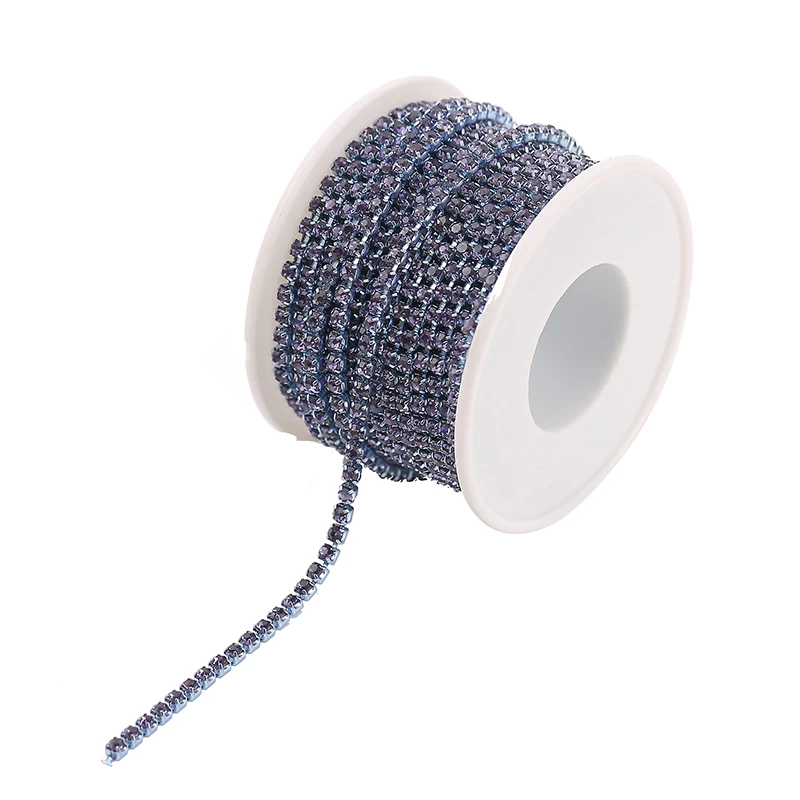 1.5-3mm 1yard colors Glass crystal Rhinestone Cup Chain Glitter Crystal Rhinestone Trimor Diy Garment Shoes Bags Decorations