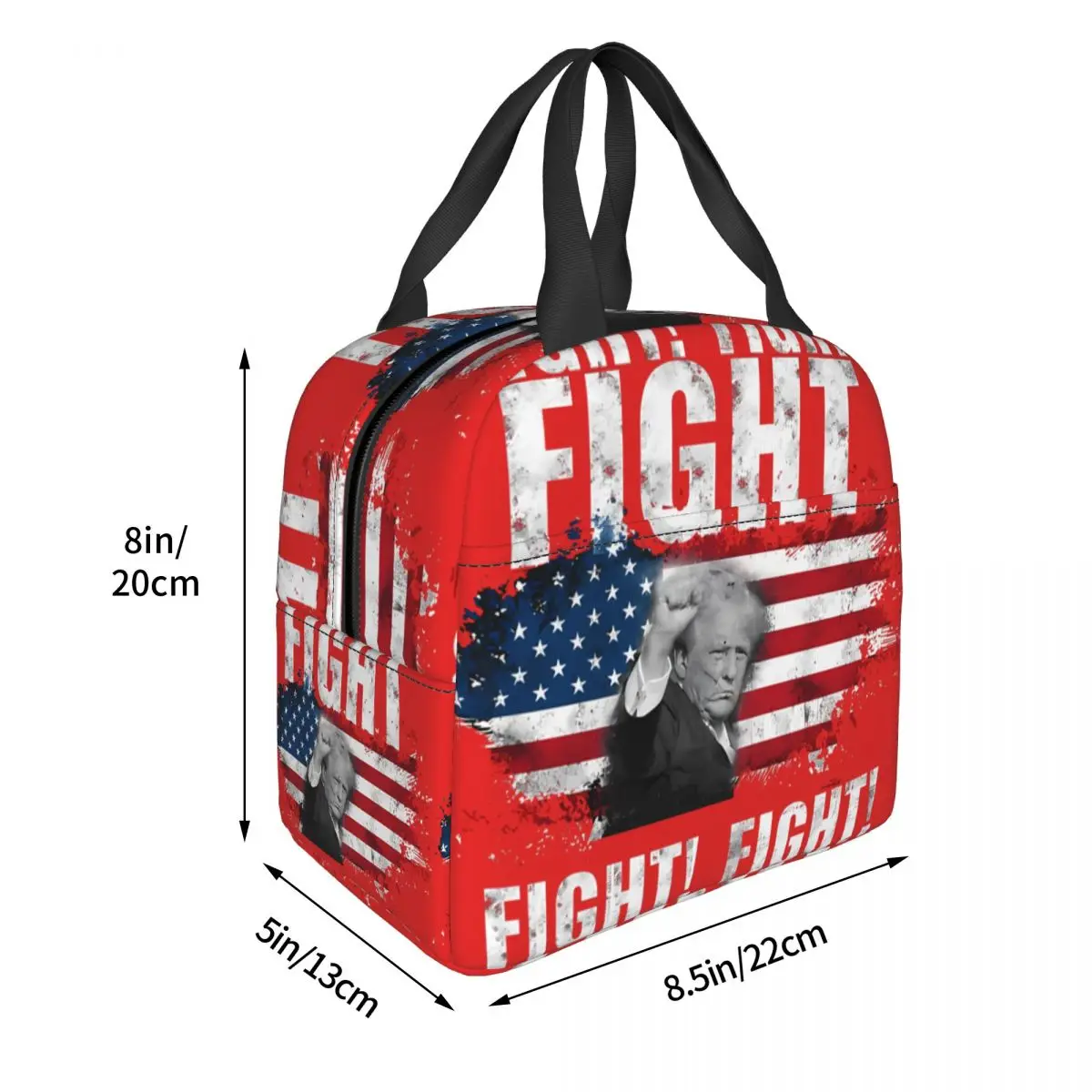 For Students School Office Lunch Boxes Donald Trump Fight American Ice Pack Donald Trump Zipper ClosureLunch BagHiking