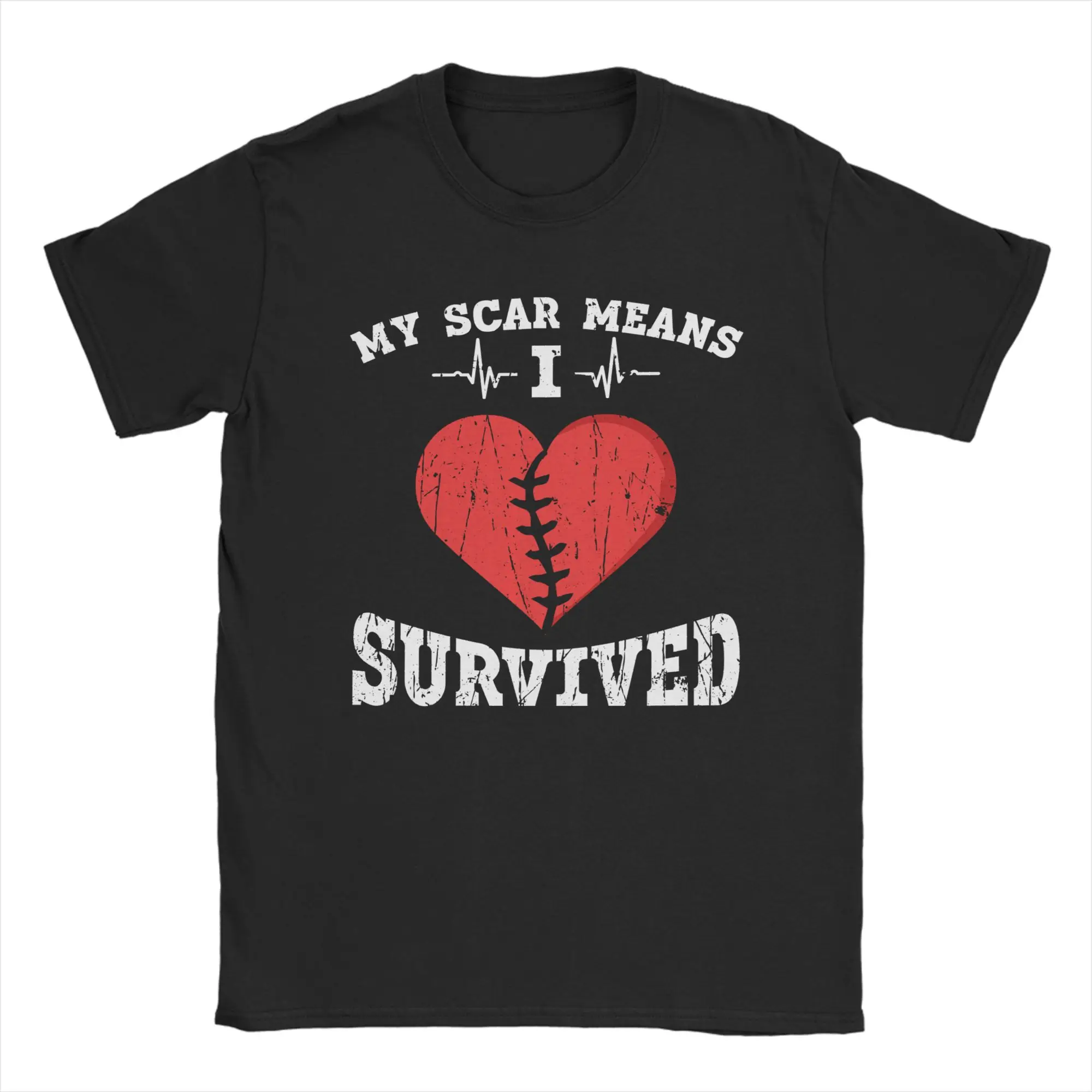 My Scar Means I Survived Heart  T-Shirt for Men  Casual Pure Cotton Tee Shirt Round Collar Short Sleeve T Shirt 6XL Tops