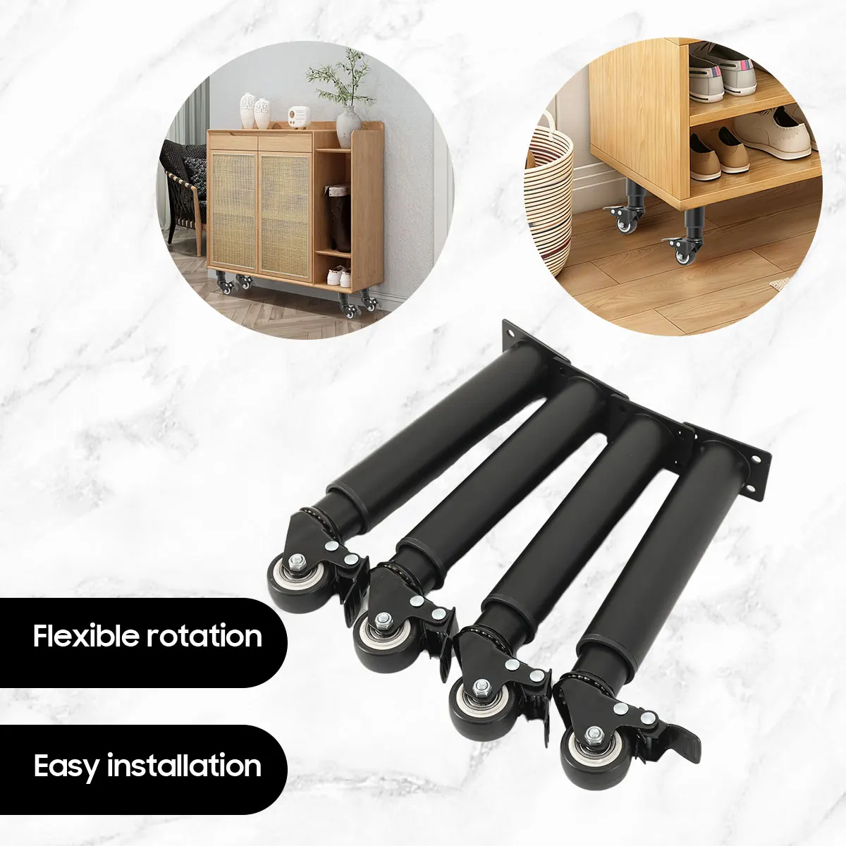 Bewegliche Tischbeine mit Rollen, verstellbare drehbare Möbelbeine mit Rollen für Möbel, drehbare Rollen, leise Rollen – Detail 8