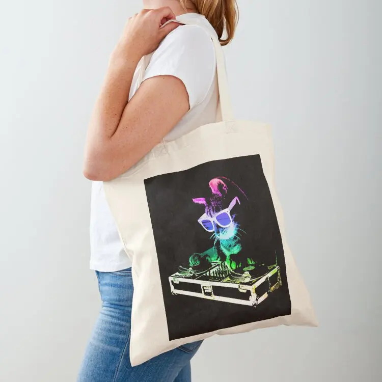 HOUSE CAT (Rainbow DJ Kitty) Tote Bag shopping cart bags shopper bag women shopper bag women canvas