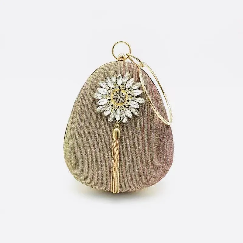 

PU pleated strawberry handbag rhinestone sun flower bag party clutch bag lock light luxury