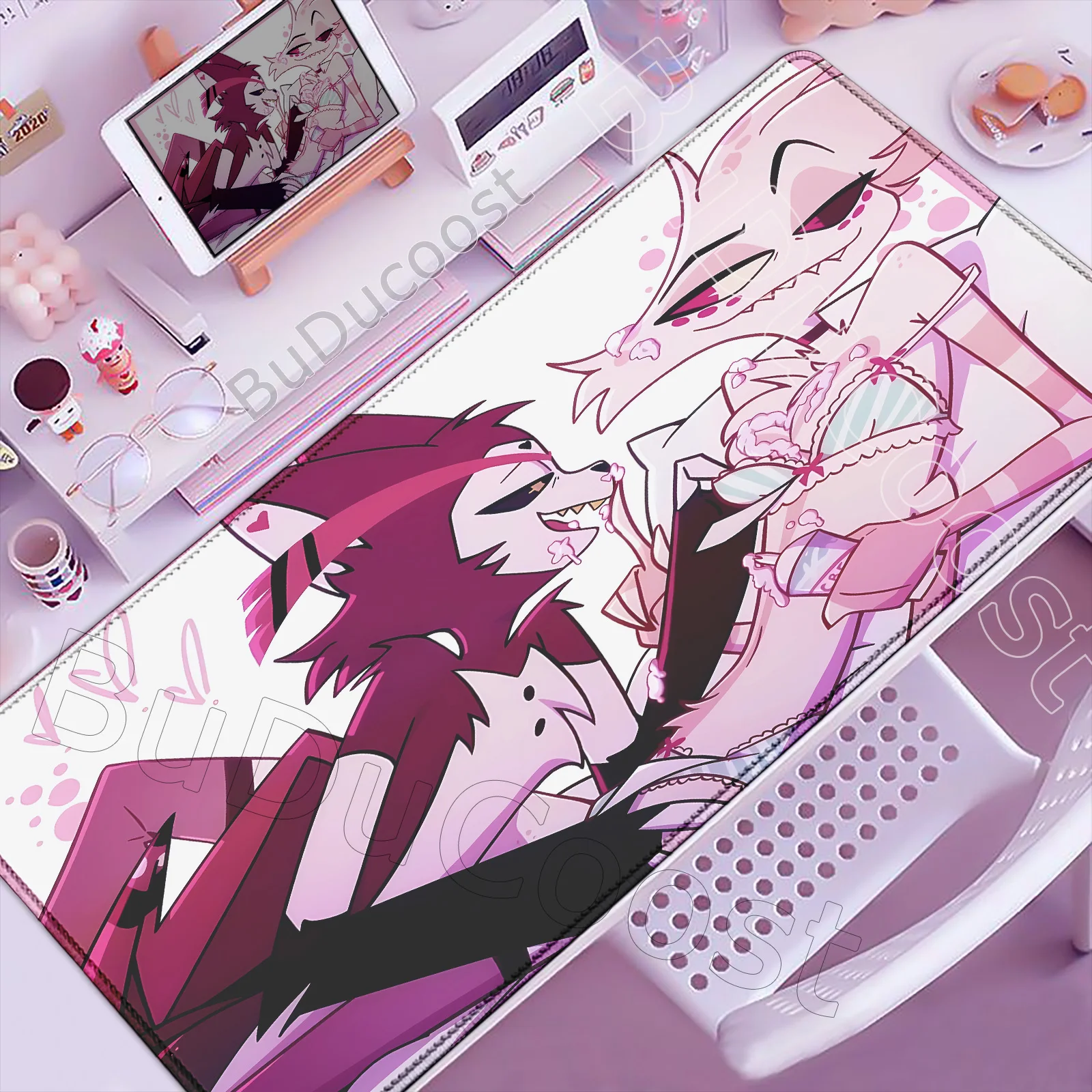 

HD Printing Large Mouse Pad Hazbin Hotel Computer Accessories Mousepad Laptop Keyboard Pad PC Tablemat Anime XXL Gamer DeskMat