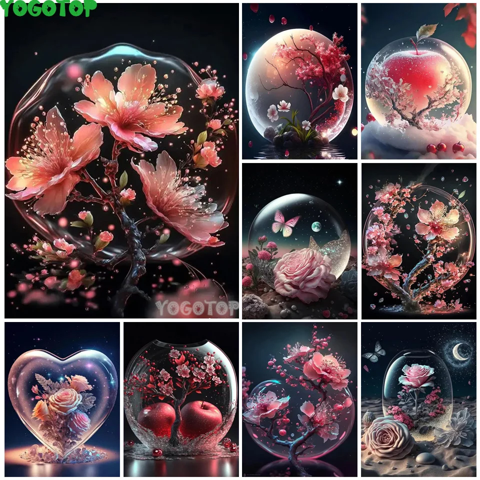 Diy Diamond Embroidery Fantasy Pink flower tree apple Diamond painting cross stitch Mosaic decoration home new arrival  YY6387