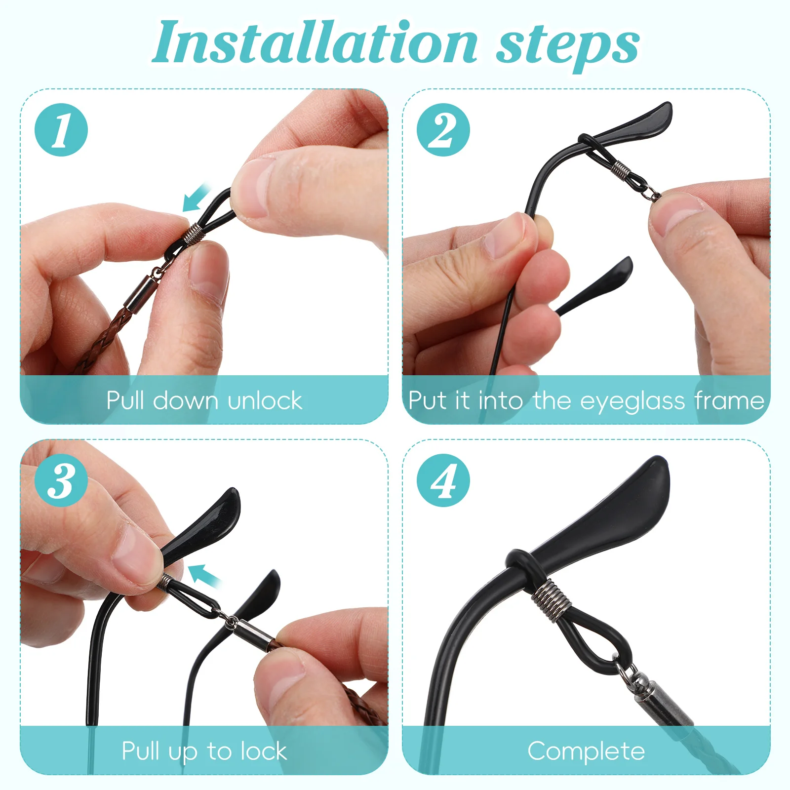 حزام حامل النظارات بتصميم مضفر ومزخرف وآمن ومضاد للانزلاق وحبل للنظارات للرجال والنساء #4