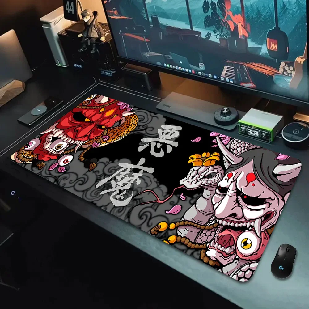 

Japanese Style Devil Mask Non-slip Rubber Mouse Pad XXL Computer Gaming Accessories Keyboard Desktop Decorations Mat for Offices