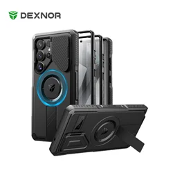 Dexnor For Samsung Galaxy S25 Ultra Case Rugged Shockproof with Sliding Camera Cover Built-in Screen Protector Kickstand