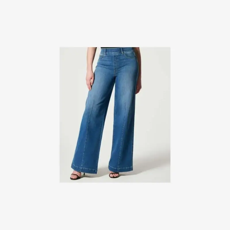 Women's Loose Jeans Pants Wide Leg Straight Cut mid Waist Summer New Sle 2023 Long Trousers Blue Color Spring 