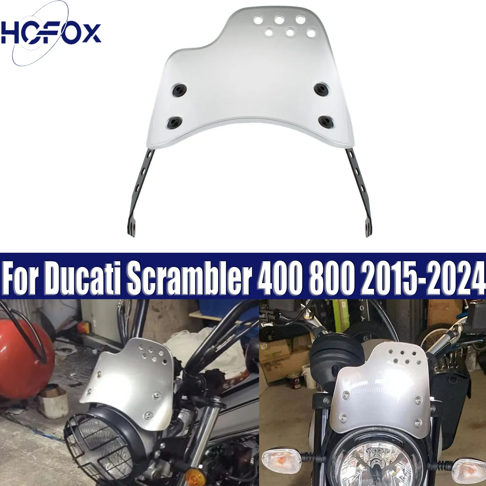 

For Ducati Scrambler 400 800 2015-2024 Windscreen Windshield Wind Shield Fly Screen Deflector