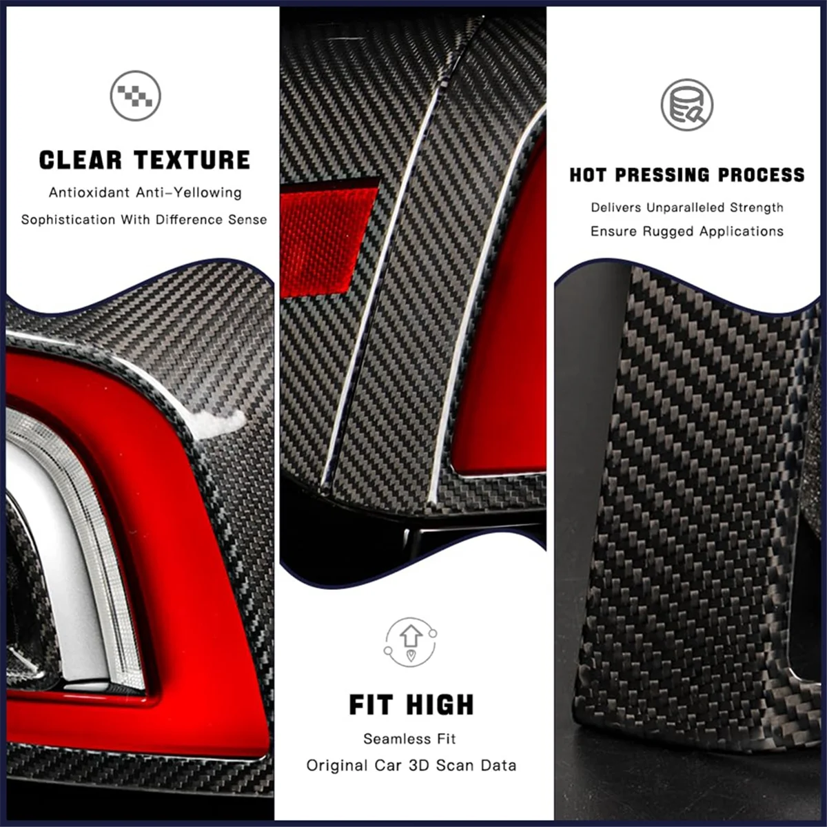 

Real Carbon Fiber for Tesla Model 3 Highland 2024 Car Tail Light Cover Rear Brake Light Guard Trim Exterior Accessories-A51K